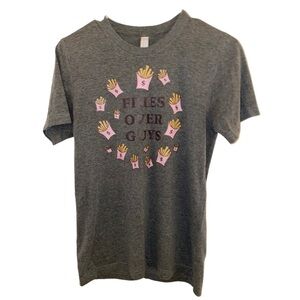 BELLA CANVAS Fries Over Guys Gray Graphic T-Shirt Size S